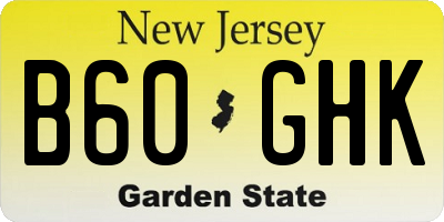 NJ license plate B60GHK