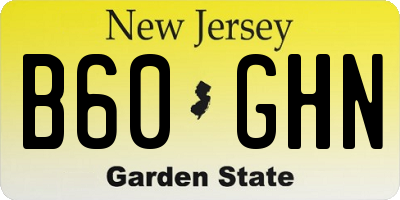 NJ license plate B60GHN