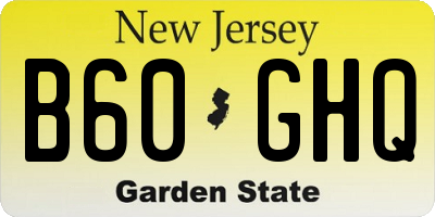 NJ license plate B60GHQ