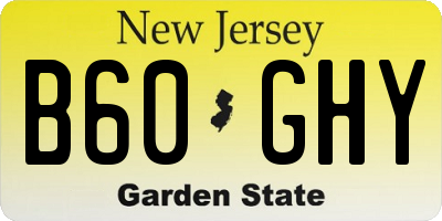NJ license plate B60GHY