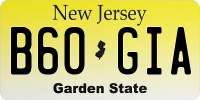 NJ license plate B60GIA