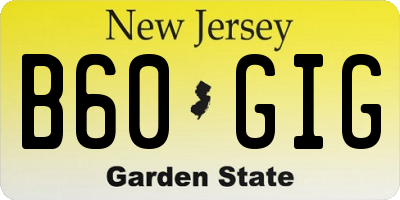 NJ license plate B60GIG