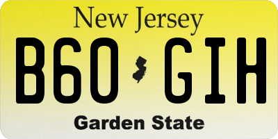 NJ license plate B60GIH