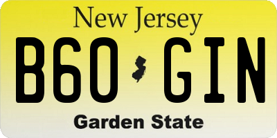 NJ license plate B60GIN