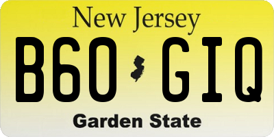 NJ license plate B60GIQ
