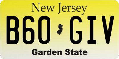 NJ license plate B60GIV