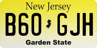 NJ license plate B60GJH