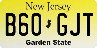 NJ license plate B60GJT