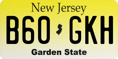 NJ license plate B60GKH