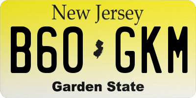 NJ license plate B60GKM