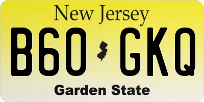 NJ license plate B60GKQ