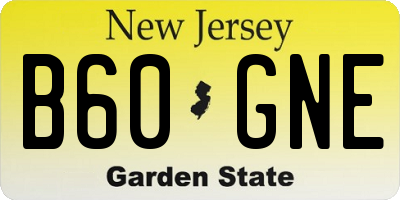 NJ license plate B60GNE