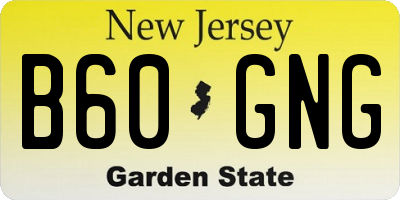 NJ license plate B60GNG