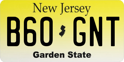 NJ license plate B60GNT