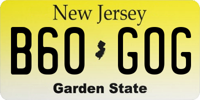 NJ license plate B60GOG