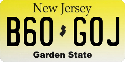 NJ license plate B60GOJ