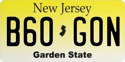NJ license plate B60GON