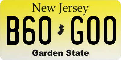 NJ license plate B60GOO