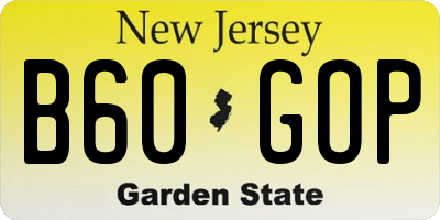 NJ license plate B60GOP