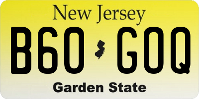 NJ license plate B60GOQ