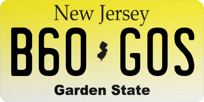 NJ license plate B60GOS