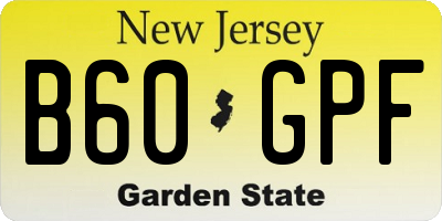 NJ license plate B60GPF