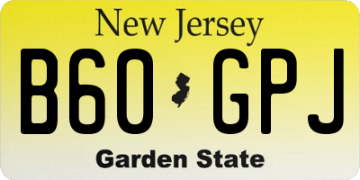 NJ license plate B60GPJ