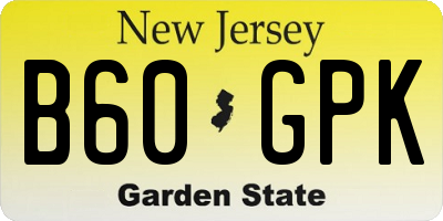 NJ license plate B60GPK