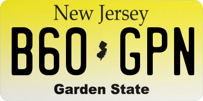 NJ license plate B60GPN