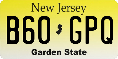 NJ license plate B60GPQ