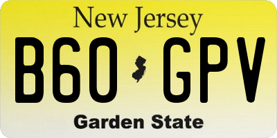 NJ license plate B60GPV