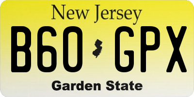 NJ license plate B60GPX