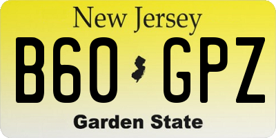NJ license plate B60GPZ