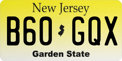 NJ license plate B60GQX