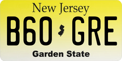NJ license plate B60GRE