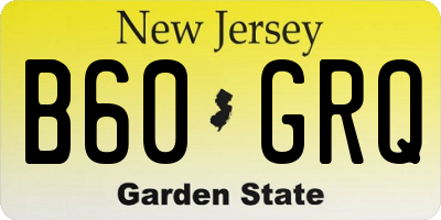 NJ license plate B60GRQ