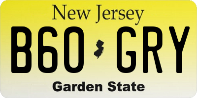NJ license plate B60GRY