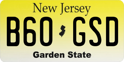 NJ license plate B60GSD