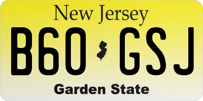 NJ license plate B60GSJ