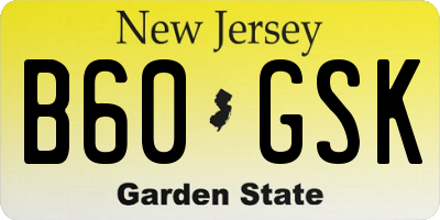 NJ license plate B60GSK