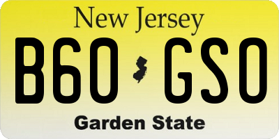 NJ license plate B60GSO