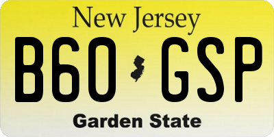 NJ license plate B60GSP