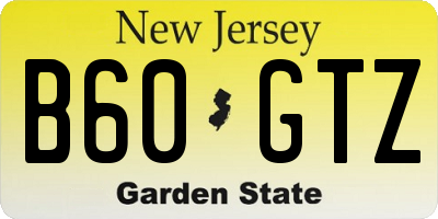 NJ license plate B60GTZ