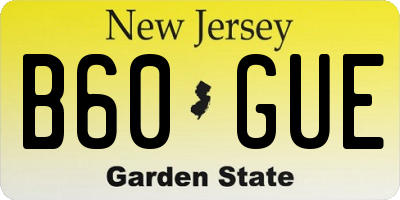NJ license plate B60GUE