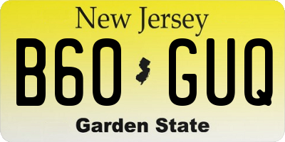 NJ license plate B60GUQ