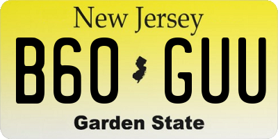 NJ license plate B60GUU