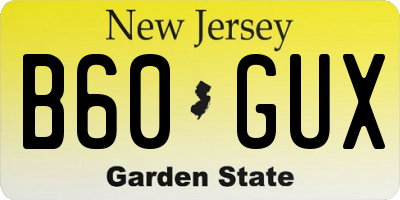 NJ license plate B60GUX