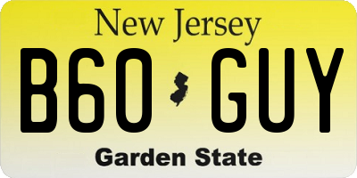 NJ license plate B60GUY