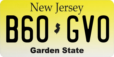 NJ license plate B60GVO
