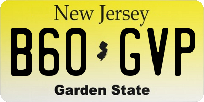NJ license plate B60GVP